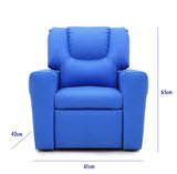 Blue Kids push back recliner chair with cup holder