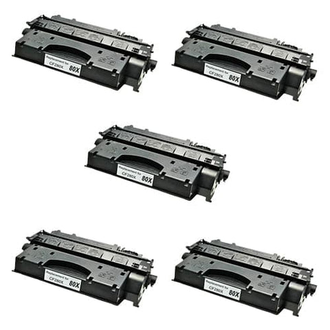Compatible Premium 5 x 80X Hi Capacity Toner Cartridge (CF280X) - for use in HP Printers