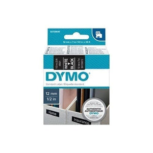 Dymo Wht on Blk 12mmx7m Tape - for use in Dymo Printer