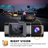 Dual Dash Cam FHD 1080P Front Cabin Rear Car Dash Camera IR Night Vision DVR