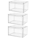 3PCS Shoe Display Box Clear Container Stackable Boxes Storage Case