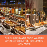 9L Chafing Dish Set Buffet Pan Bain Marie Bow Stainless Steel Food Warmer