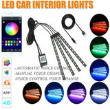 4X 12V 12LED RGB Car Interior LED Strip Lights Wireless APP Remote Control Music - Darrahopens