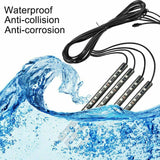 4X 12V 12LED RGB Car Interior LED Strip Lights Wireless APP Remote Control Music - Darrahopens