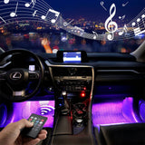 4X 12V 12LED RGB Car Interior LED Strip Lights Wireless APP Remote Control Music - Darrahopens