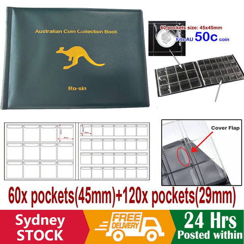 180 Coin Holder Collection Storage Collecting Money Penny Pockets Album Book AU