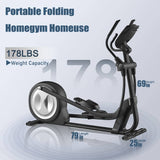 Sardine Sport Elliptical Cross Trainer 8kg Flywheel Magnetic Brake 32 Resistance, Portable Folding Home gym, 150kg Weight Capacity
