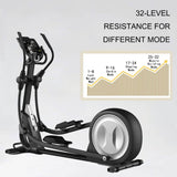 Sardine Sport Elliptical Cross Trainer 8kg Flywheel Magnetic Brake 32 Resistance, Portable Folding Home gym, 150kg Weight Capacity