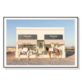 60cmx90cm Horses Prada Black Frame Canvas Wall Art