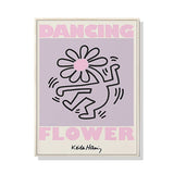 70cmx100cm Keith Haring Dancing Flower Wood Frame Canvas Wall Art