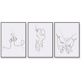 50cmx70cm Couples 3 Sets Black Frame Canvas Wall Art