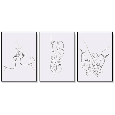 60cmx90cm Couples 3 Sets Black Frame Canvas Wall Art