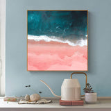 70cmx70cm Pink Sea Wood Frame Canvas Wall Art