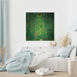 50cmx50cm Sunflower by Gustav Klimt White Frame Canvas Wall Art