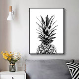 90cmx135cm Pineapple Black Frame Canvas Wall Art
