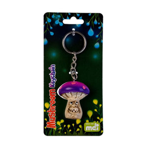 Smiling Purple Magic Mushroom Keychain