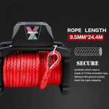 X-BULL 4WD Electric Winch 14500LBS 12V synthetic rope with 2 Pairs Recovery Tracks Gen2.0 Red