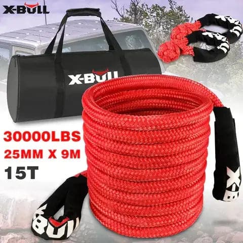 Darrahopens.com.au-X-BULL Kinetic Rope 25mm x 9m Snatch Strap Recovery Kit Dyneema Tow Winch