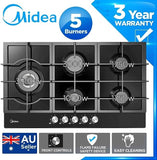 Gas Glass Cooktop 90cm Black