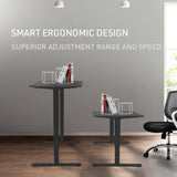FORTIA Sit Stand Standing Desk, 140x60cm, 72-118cm Height Adjustable, 70kg Load, Black/Black Frame