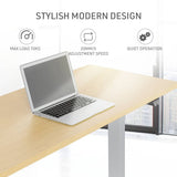 FORTIA Sit Stand Standing Desk, 120x60cm, 72-118cm Height Adjustable, 70kg Load, White Oak style/Silver Frame