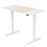 FORTIA Sit Stand Standing Desk, 120x60cm, 72-118cm Height Adjustable, 70kg Load, Light Oak style/White Frame