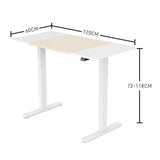 FORTIA Sit Stand Standing Desk, 120x60cm, 72-118cm Height Adjustable, 70kg Load, Light Oak style/White Frame