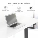 FORTIA Sit Stand Standing Desk, 120x60cm, 72-118cm Height Adjustable, 70kg Load, White/Black Frame