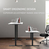 FORTIA Sit Stand Standing Desk, 140x60cm, 72-118cm Height Adjustable, 70kg Load, White/Black Frame