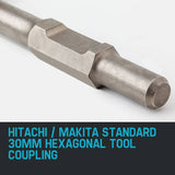 BAUMR-AG 140mm Square-Tipped 30mm Hex Clay Spade Jackhammer Chisel with Bonus Carry Case