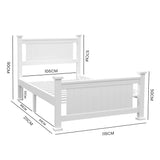 KINGSTON SLUMBER King Single Wooden Timber Bed Frame, White
