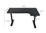 FORTIA Standing Desk Electric Dual Motor Adjustable Sit Stand L-Shaped Right 80KG Load, Black