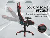 OVERDRIVE Diablo Reclining Gaming Chair Black & Red Office Computer Seat Neck Lumbar Horns