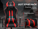 OVERDRIVE Diablo Reclining Gaming Chair Black & Red Office Computer Seat Neck Lumbar Horns
