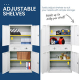 FORTIA Stationary Cabinet Office Home Storage Metal Lockable 4 Door Cupboard Drawers