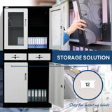 FORTIA Stationary Cabinet Office Storage Metal Lockable 4 Door Cupboard Drawers