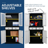 FORTIA Stationary Cabinet Office Storage Metal Lockable 4 Door Cupboard Drawers