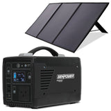 GENPOWER Portable Power Station Lithium 300W/600W 21Ah 307Wh Solar Generator with 100W Folding Solar Panels