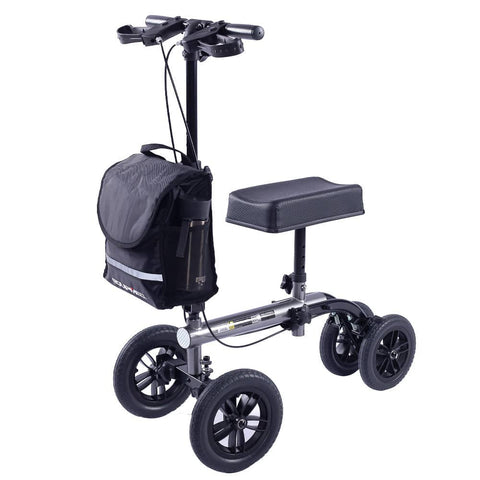 EQUIPMED Foldable Knee Walker Scooter, Bag, Dual Brakes, Titanium Style