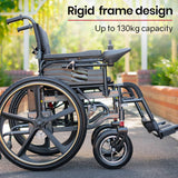 EQUIPMED Power Electric Wheelchair, Folding, 12km Max Range, Lithium Battery, 24" Rear Wheels, Black