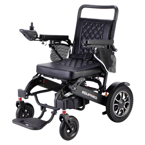 Equipmed Power Electric Wheelchair, Folding, 15km Max Range, Aluminium Frame, Lithium Battery, Black
