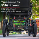 Equipmed Power Electric Wheelchair, Folding, 15km Max Range, Aluminium Frame, Lithium Battery, Black