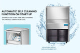 POLYCOOL Commercial Automatic Ice Cube Maker, Free Standing Stainless Steel Ice Machine, 410 Grade