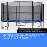 UP-SHOT Replacement Trampoline Safety Net Round Spare Part Enclosure 12ft 8 Pole