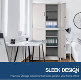 FORTIA 4-Door Steel Stationary Cabinet, Cam Locks, Shelves, Grey