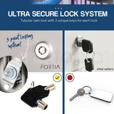 FORTIA 4-Door Steel Stationary Cabinet, Cam Locks, Shelves, Grey