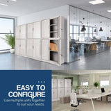 FORTIA 4-Door Steel Stationary Cabinet, Cam Locks, Shelves, Grey