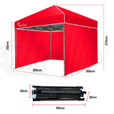 Red Track 3x3m Folding Gazebo Shade Outdoor Pop-Up Red Foldable Marquee