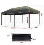 Red Track 3x6m Folding Gazebo Shade Outdoor Black Foldable Marquee Pop-Up