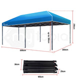 Red Track 3x6m Folding Gazebo Shade Outdoor Blue Foldable Marquee Pop-Up